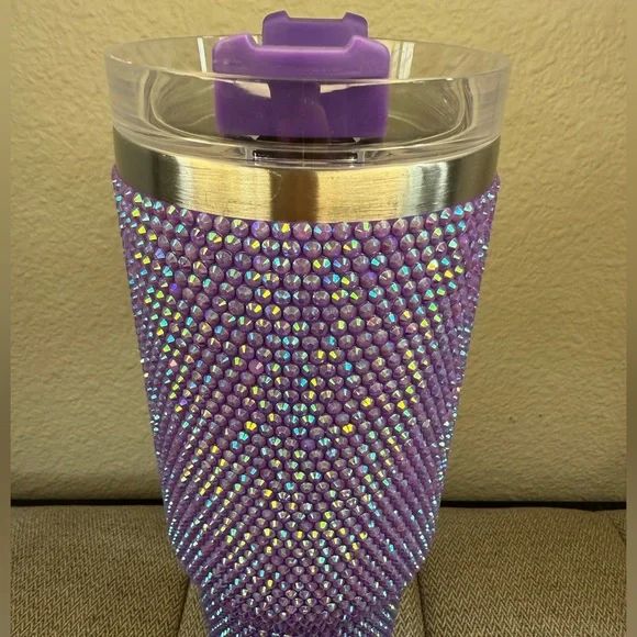 40oz Premium Rhinestone Insulated Stainless Steel, Insulated Tumbler New PURPLE - Picture 5 of 15